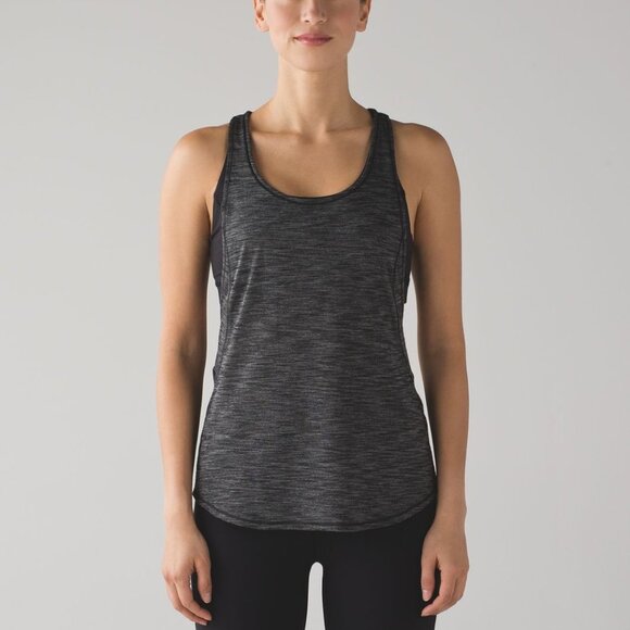 Lululemon Heathered Gray / Black On Track Singlet Tank Size 8 - Picture 1 of 12